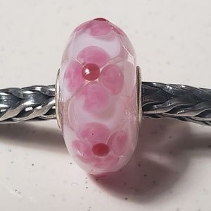 Authentic Trollbeads Unique OOAK Pink Flower bead